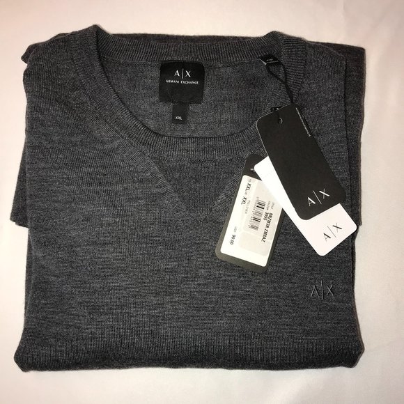A|X Armani Exchange Men's Sweater Virgin Wool Grey Size 2XL 8NZM3A ZM8AZ NEW $90 - Picture 4 of 13